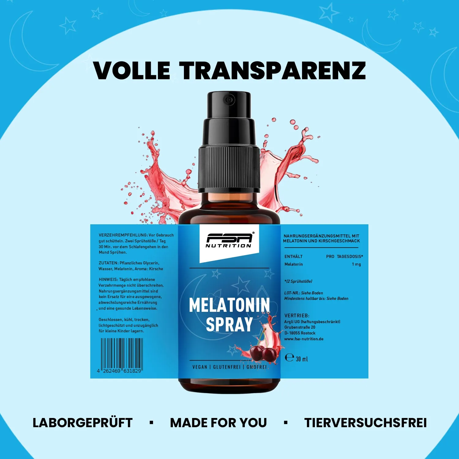 FSA Nutrition Melatonin Spray Kirsche 1 mg hochdosiert
