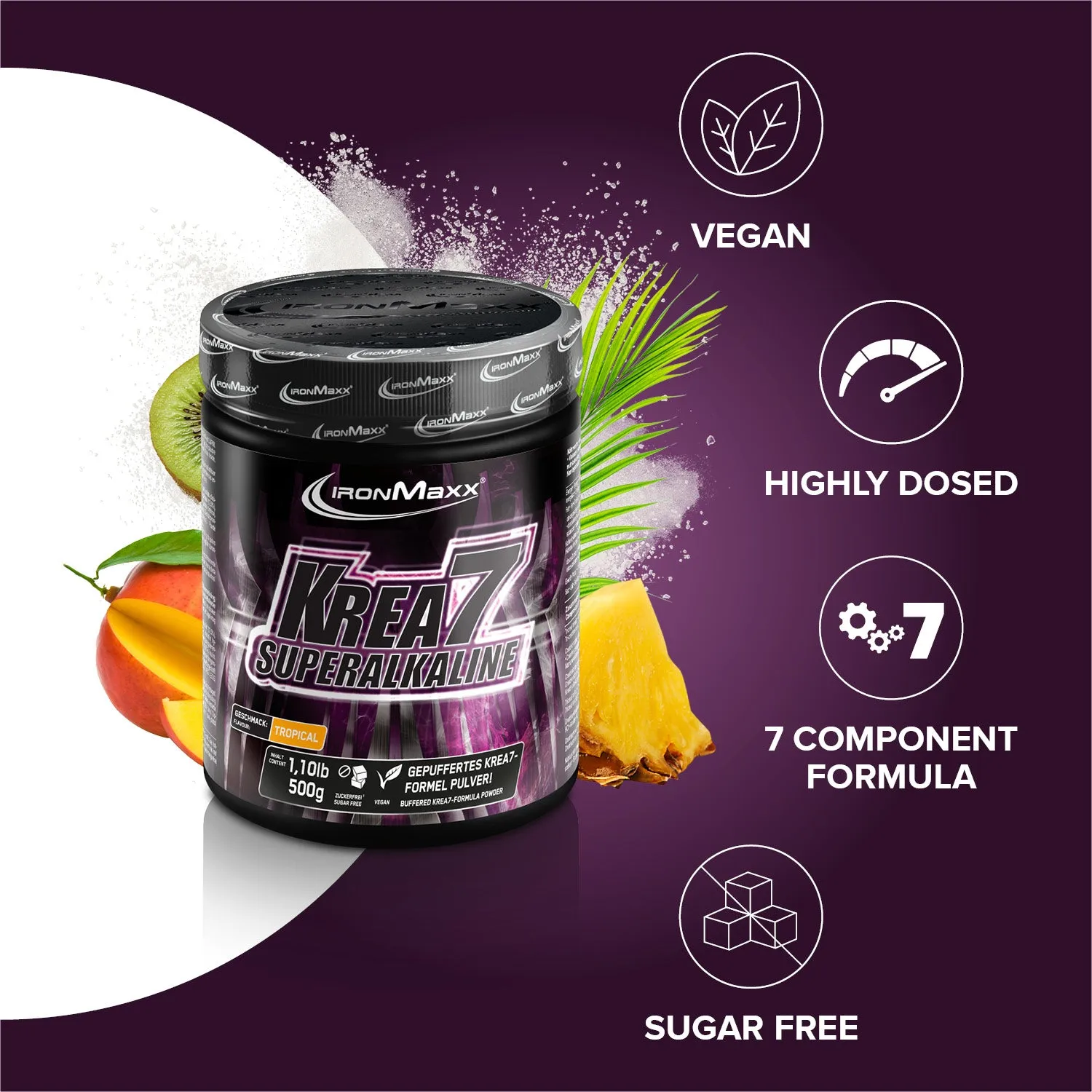 IronMaxx Krea7 Superalkaline Powder 500g Tropical vegan