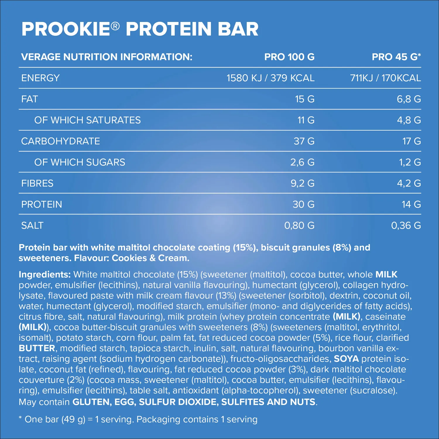 IronMaxx Prookie Cookies & Cream Proteinriegel 16x45g zuckerarm