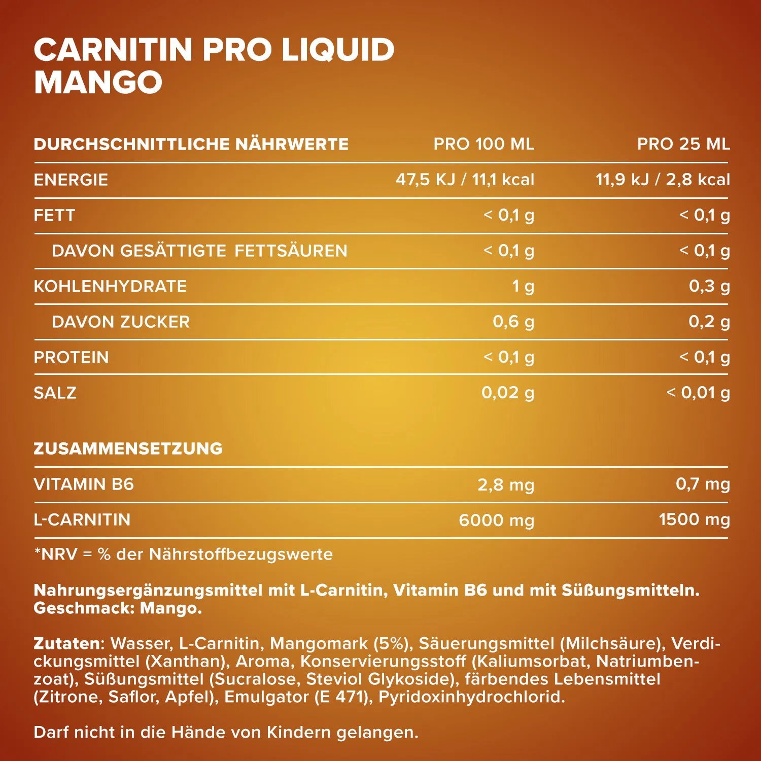 IronMaxx Carnitine Pro Liquid L-Carnitin 1000ml Mango hochdosiert