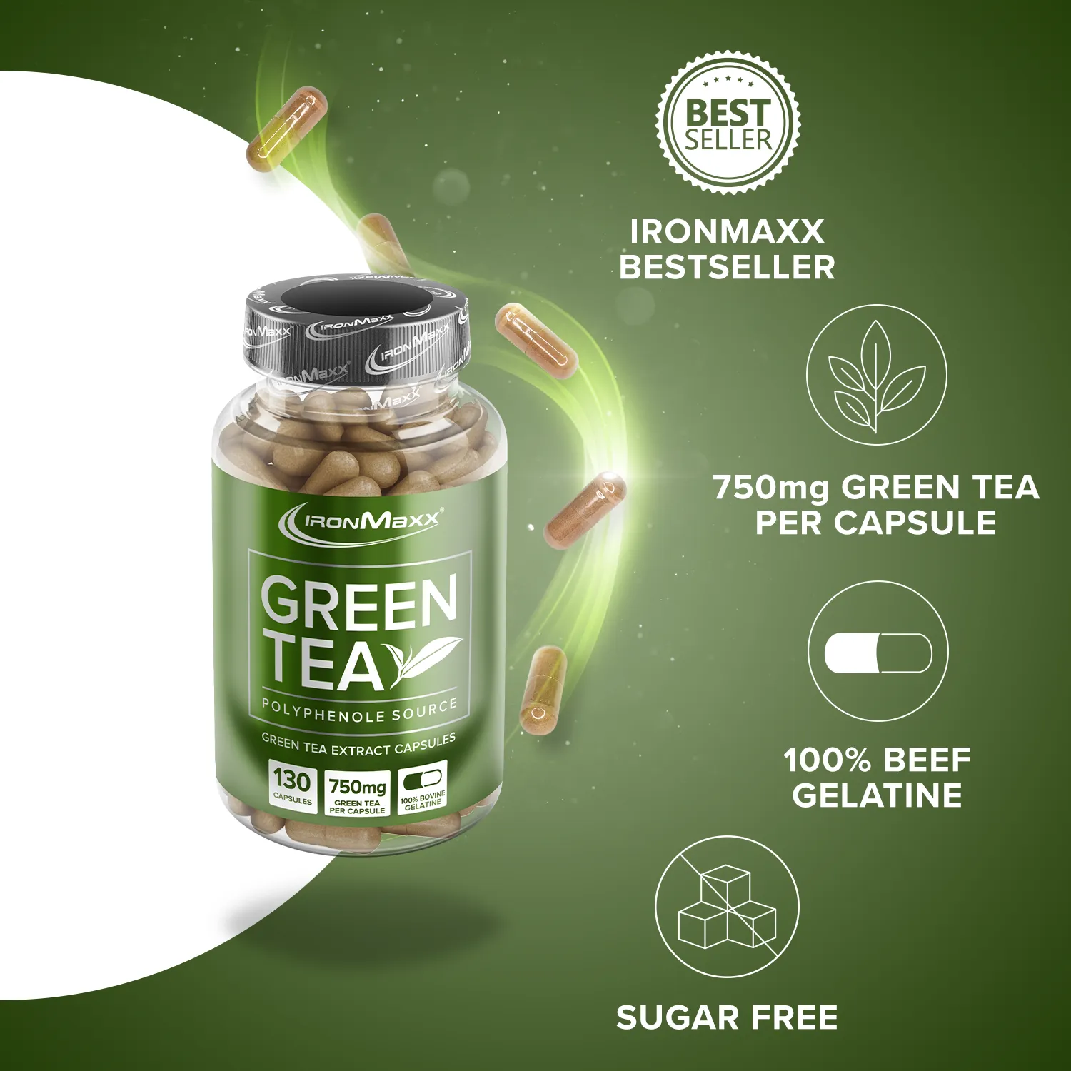 IronMaxx Green Tea Kapseln 130 Stück hochdosiert