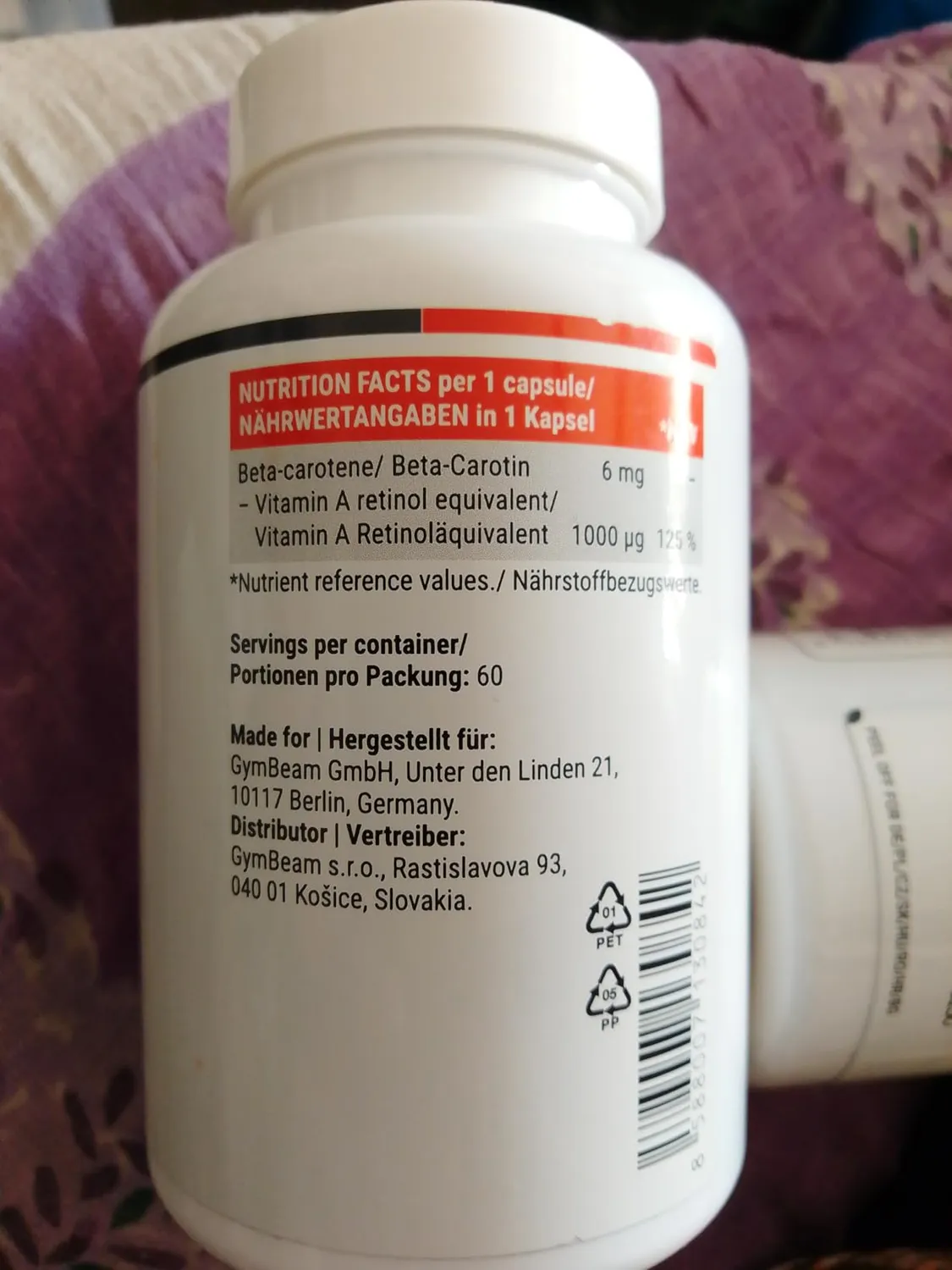 GymBeam Beta-Carotin Kapseln 60 Caps für Haut