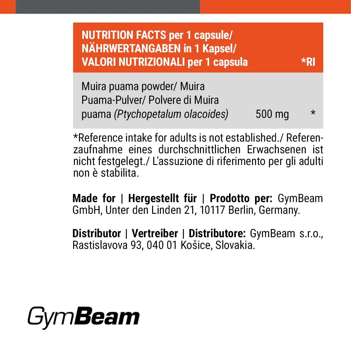 GymBeam Muira Puama Kapseln 90 Stk vegan