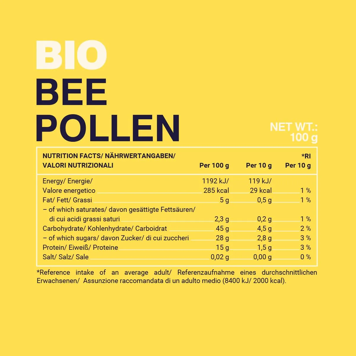 GymBeam BIO Bienenpollen Körner 100g Protein
