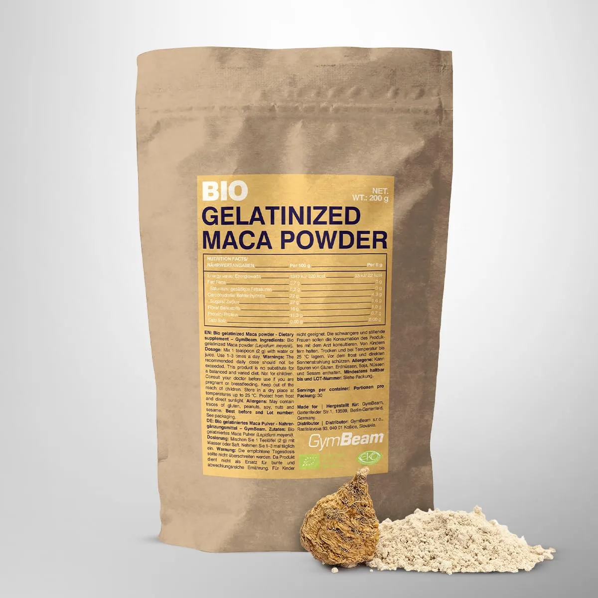 GymBeam BIO Maca Pulver gelatiniert 200g vegan