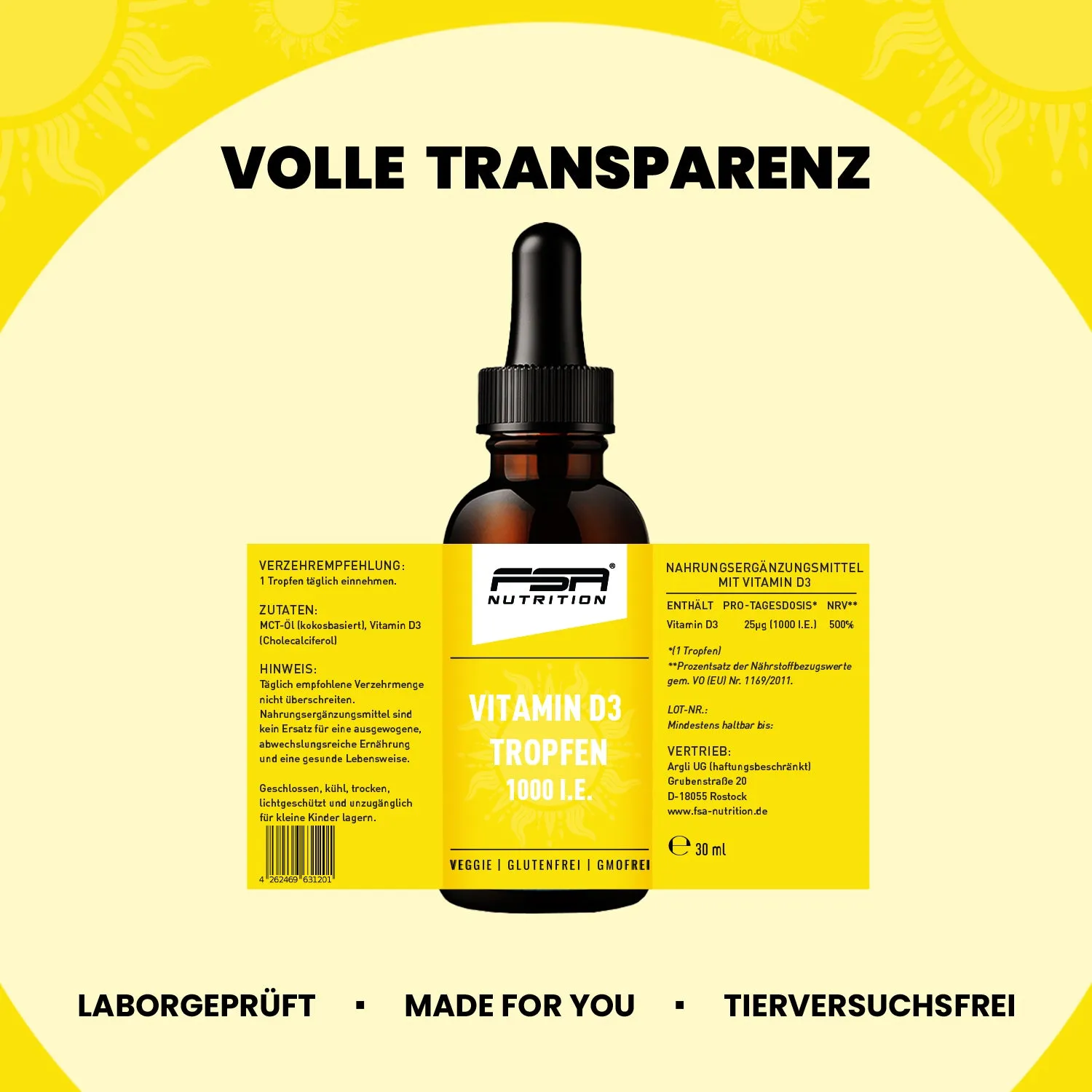 FSA Nutrition Vitamin D3 Tropfen 1000 I.E.