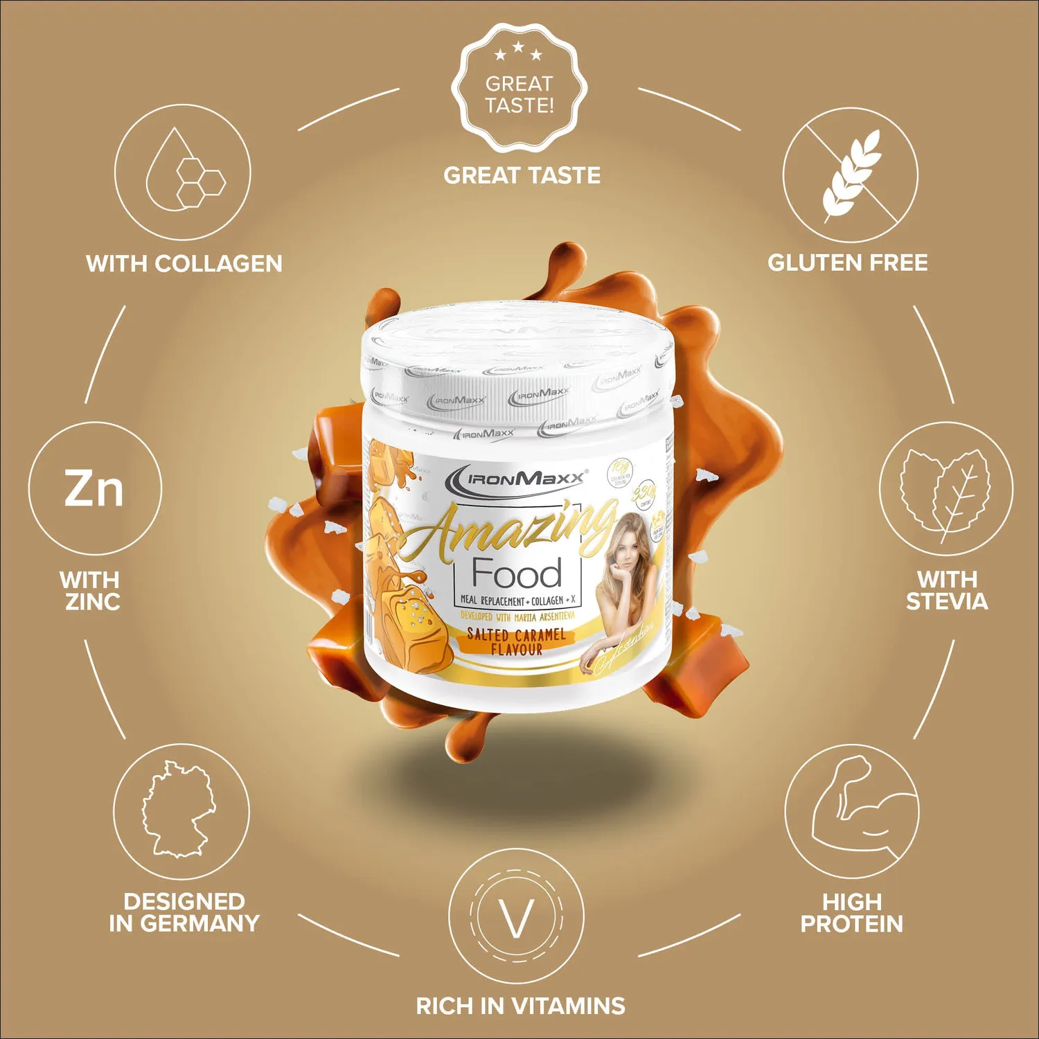 IronMaxx Amazing Food 330g Salted Caramel Bowl