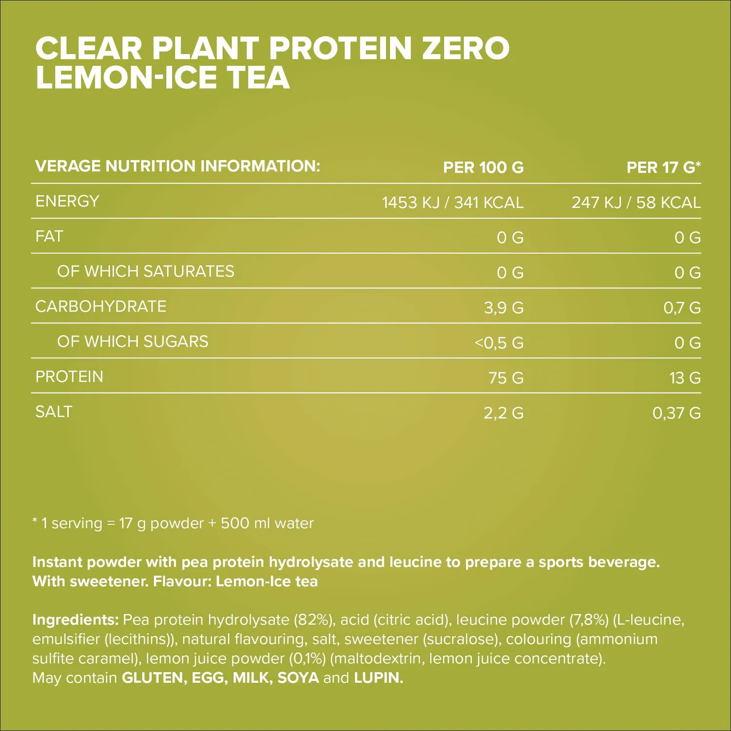 IronMaxx Clear Plant Protein ZERO Lemon Ice Tea 400g vegan