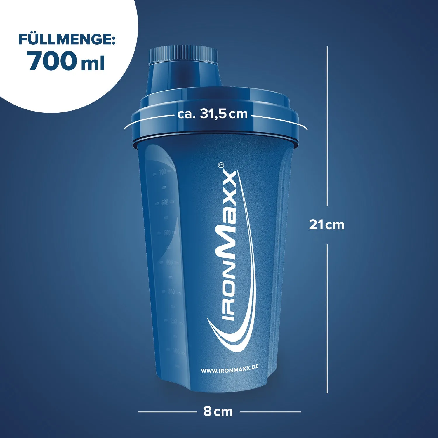 IronMaxx Shaker 700ml Dunkelblau Proteinshaker
