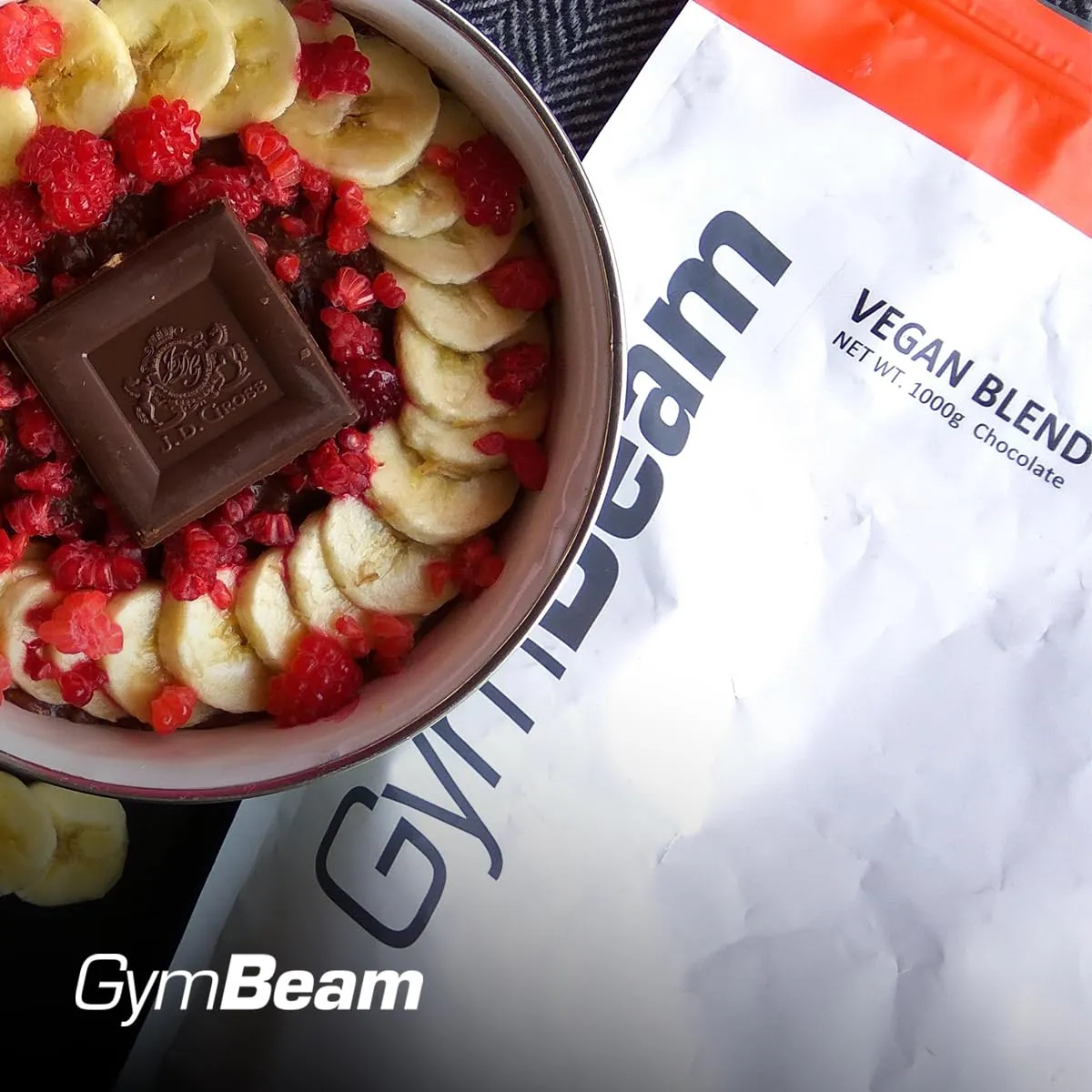 GymBeam Vegan Blend Protein Erdbeere 1000 g laktosefrei
