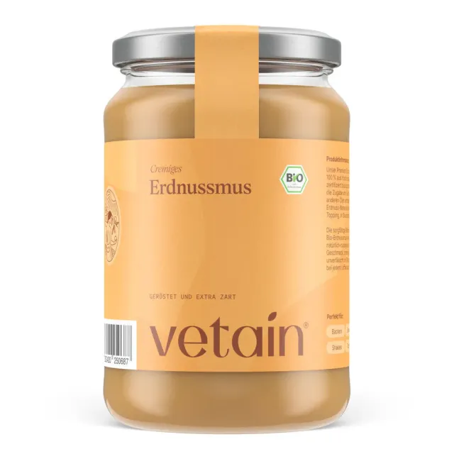 VETAIN Erdnussbutter cremig bio 500 g 100% Erdnüsse
