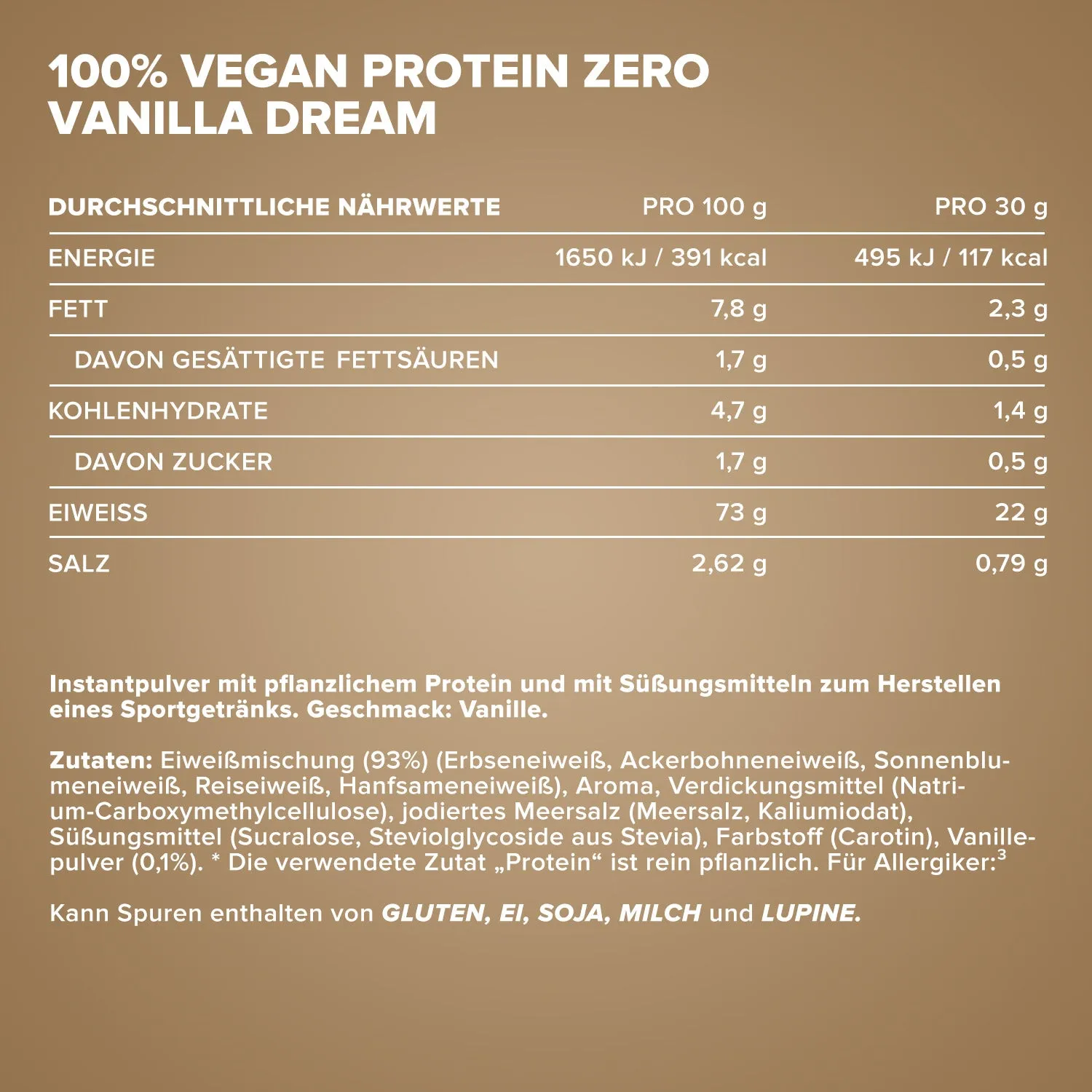 IronMaxx 100% Vegan Protein Zero Proteinpulver Vanilla Dream 500g zuckerfrei