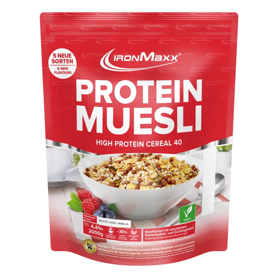 IronMaxx Protein Müsli 2000g White Chocolate Vanilla proteinreich