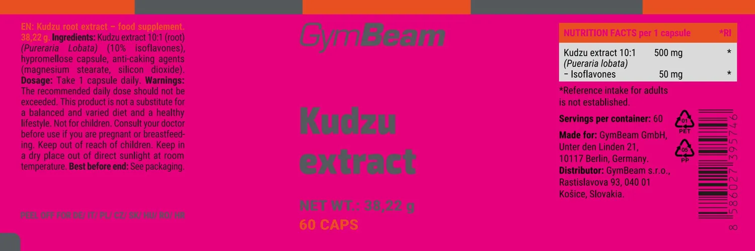 GymBeam Kudzu-Wurzelextrakt 60 Kapseln 500 mg Frauen