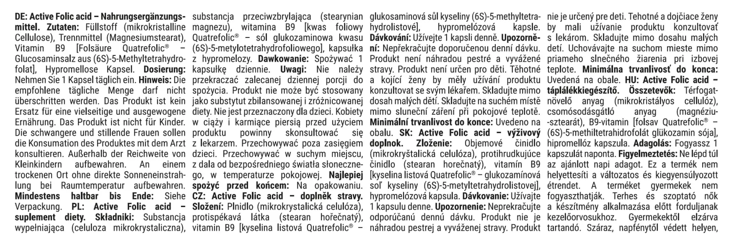 GymBeam Aktive Folsäure Kapseln 60 Kaps Quatrefolic