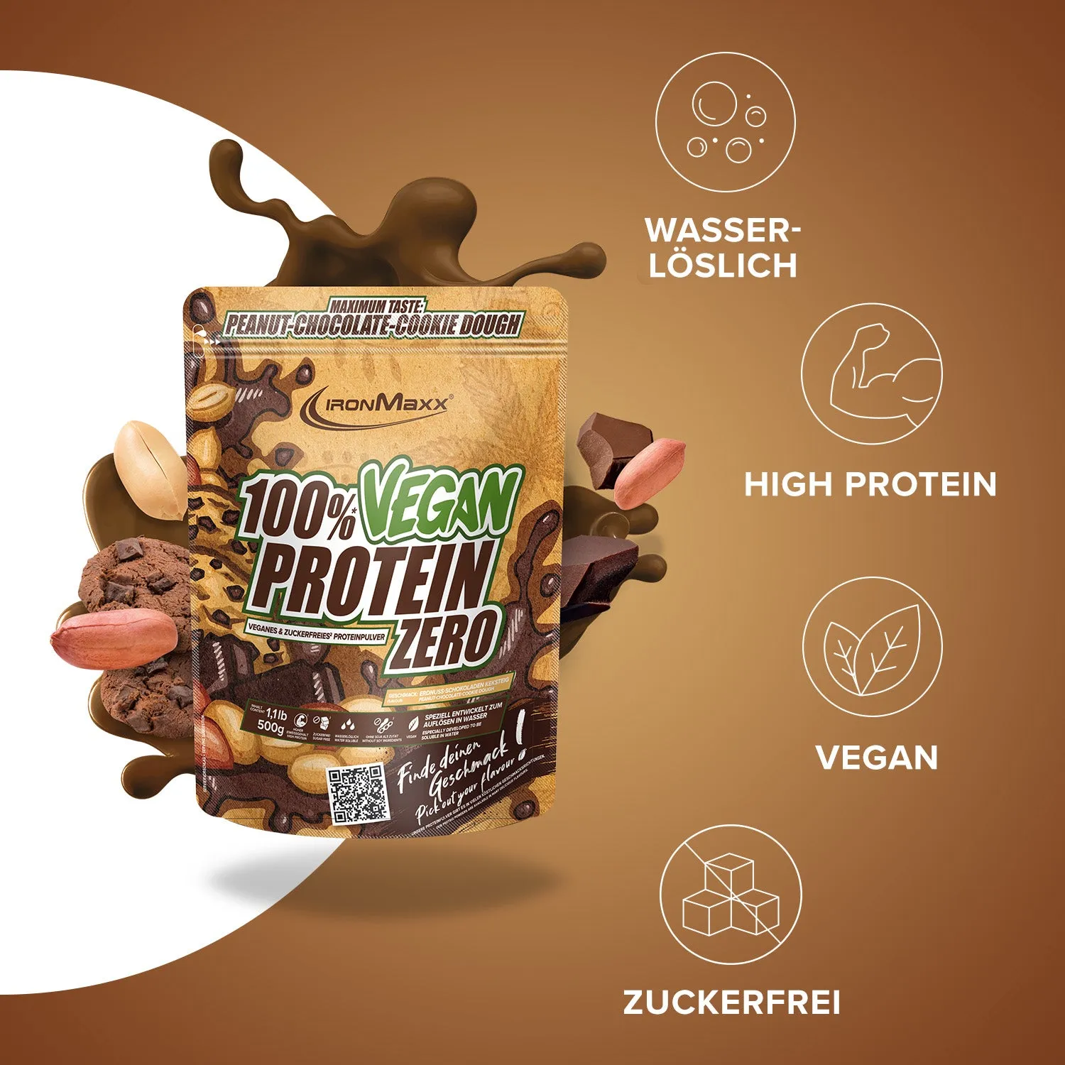 IronMaxx Vegan Protein Zero 500 g Peanut Cookie