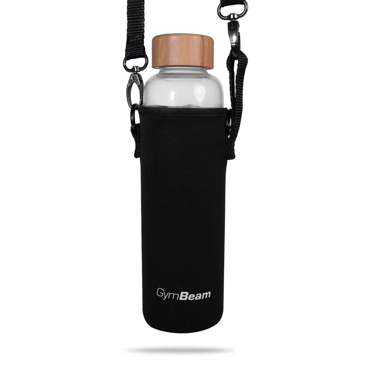 GymBeam Trinkflasche Glasflasche 600 ml Bambusdeckel