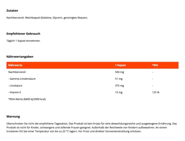GymBeam Nachtkerzenöl Kapseln 90 Caps 500 mg