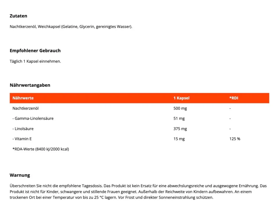 GymBeam Nachtkerzenöl Kapseln 90 Caps 500 mg