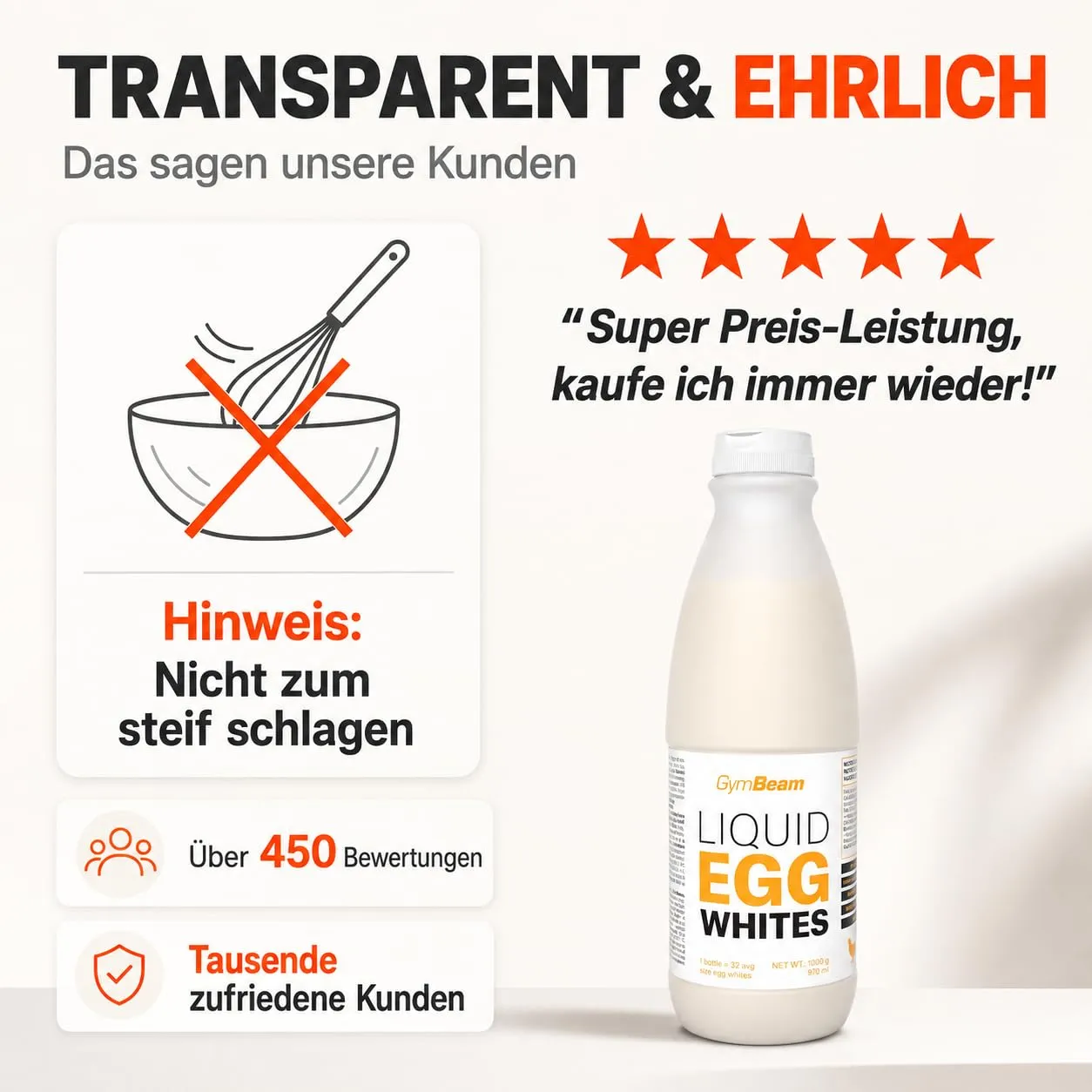 GymBeam Flüssiges Eiklar 1000g 6er Pack Neutral