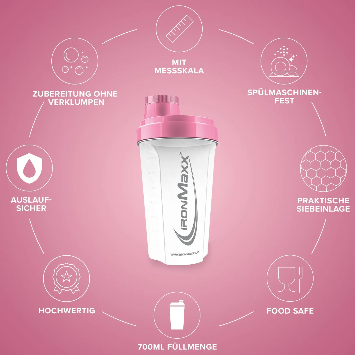 IronMaxx Shaker 700ml Frozen White Rosé