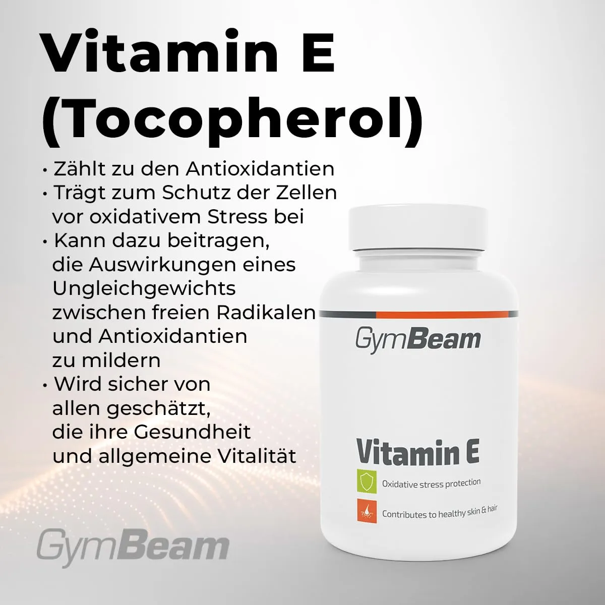 GymBeam Vitamin E Kapseln hochdosiert 60 Stk Zellschutz