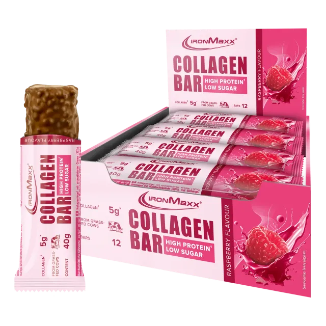 IronMaxx Collagen Bar Proteinriegel Raspberry 12x40g zuckerarm