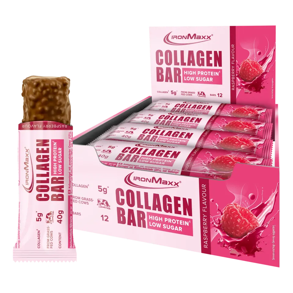 IronMaxx Collagen Bar Proteinriegel Raspberry 12x40g zuckerarm