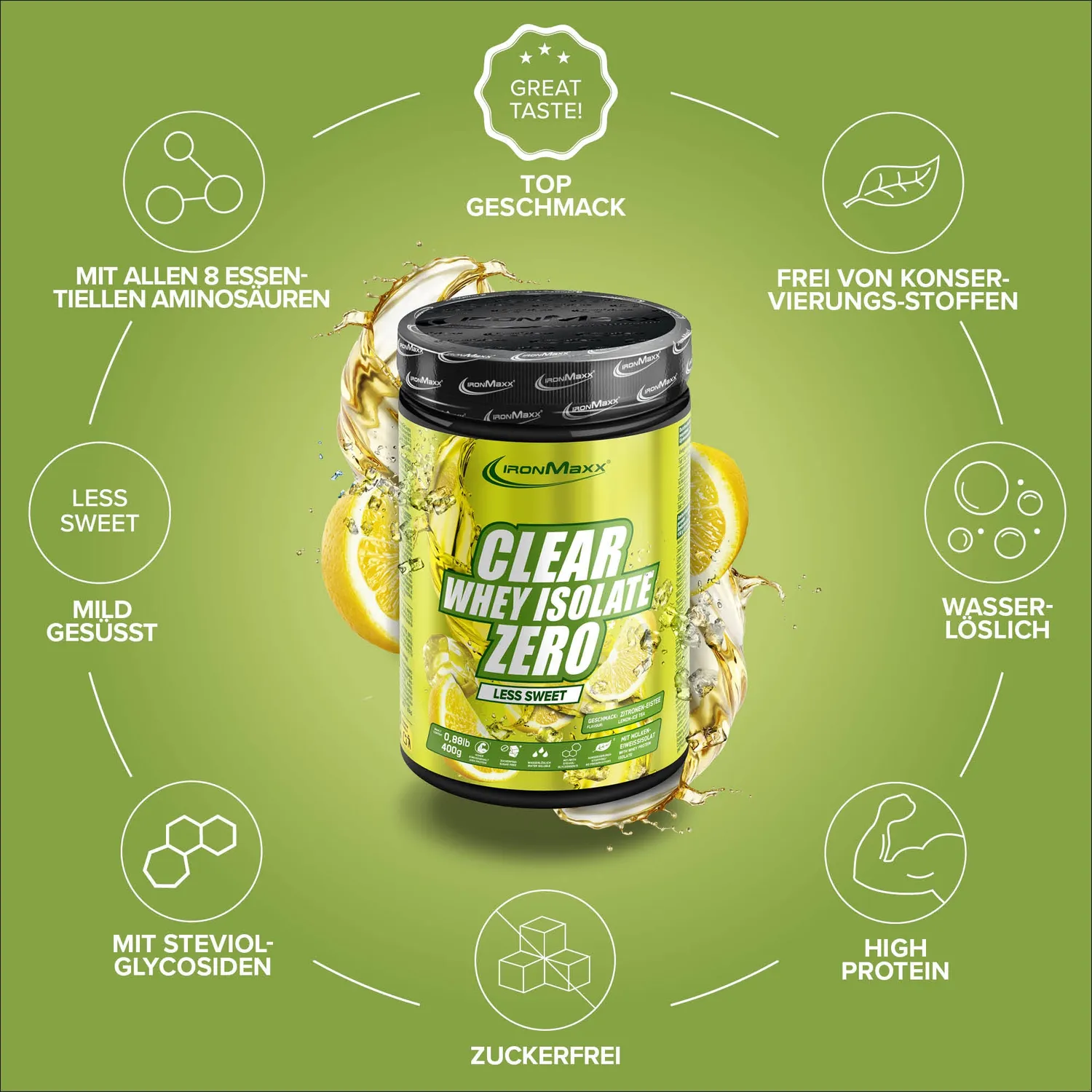 IronMaxx Clear Whey Isolate ZERO Pulver 400g Less Sweet Lemon