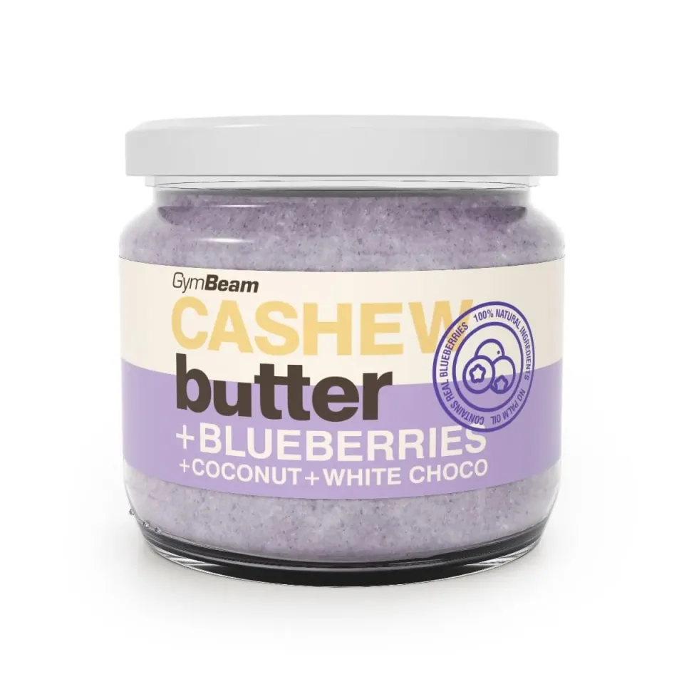 GymBeam Cashewbutter Kokos weiße Schokolade Blaubeere 340g