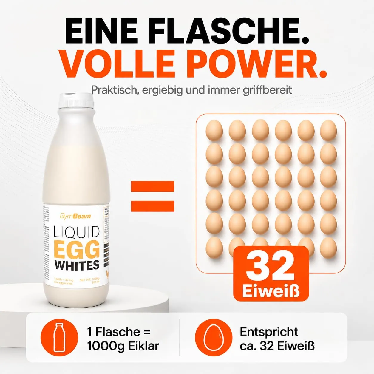 GymBeam Flüssiges Eiklar 1000g 6er Pack Neutral