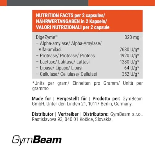 GymBeam DigeZyme Verdauungsenzyme Kapseln 60 Caps Multienzym