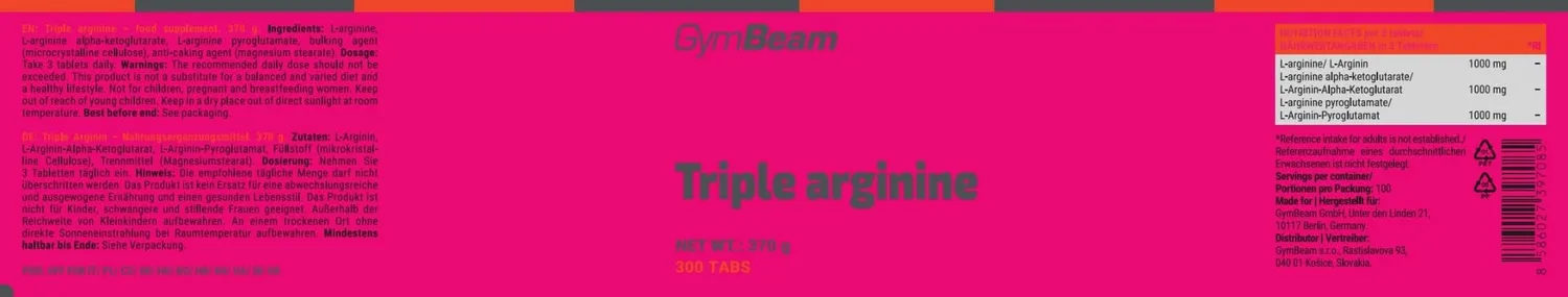 GymBeam Triple Arginin Tabletten 300 Stk. 3 g pro Dosis