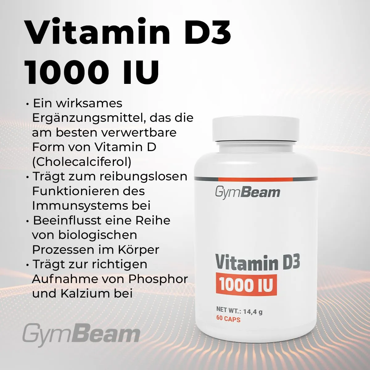 GymBeam Vitamin D3 1000 IU Kapseln 60 Stk Cholecalciferol