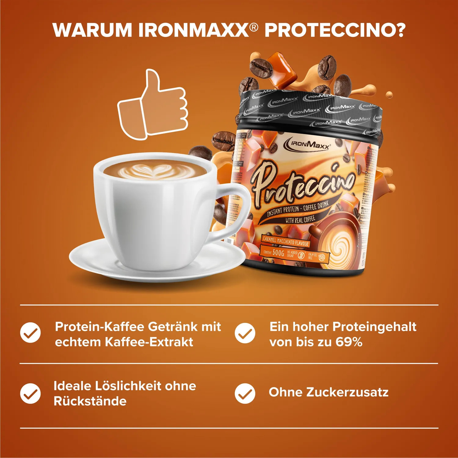 IronMaxx Proteccino 500 g Caramel Macchiato Kaffee