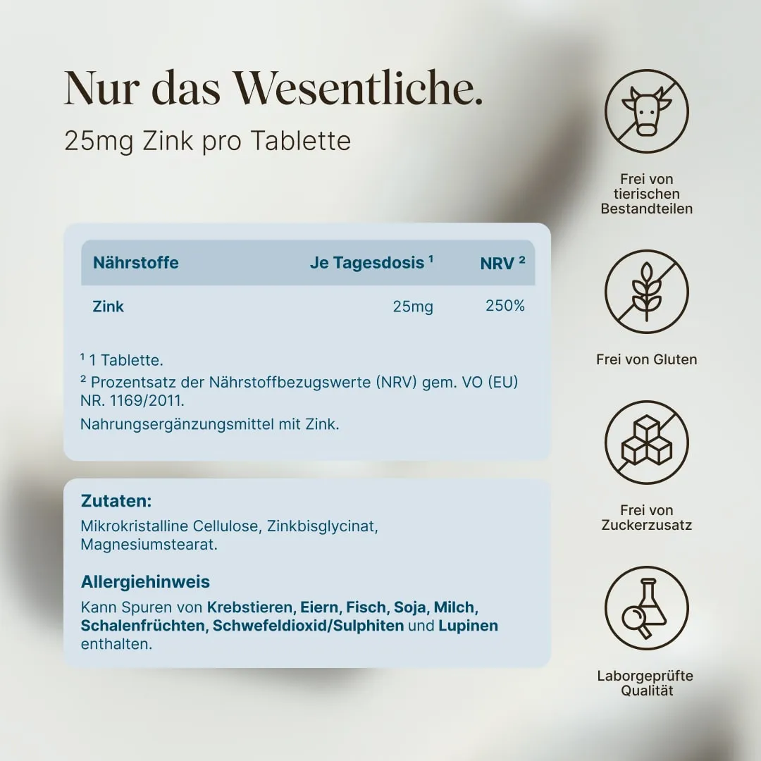 Vetain Zinkbisglycinat 25 mg hochdosiert Tabletten 365 Stück vegan
