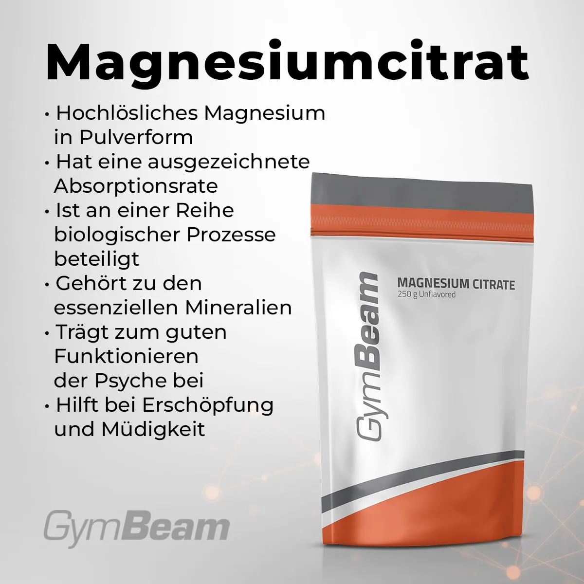 GymBeam Magnesiumcitrat Pulver 250 g löslich