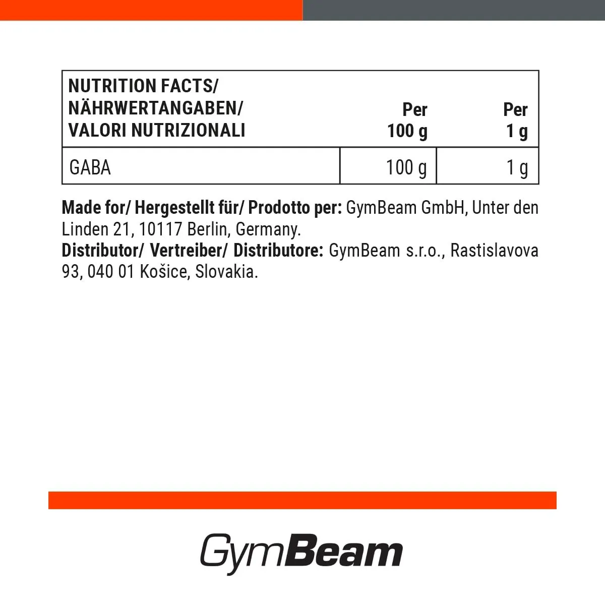 GymBeam GABA Pulver 500 g für Schlaf & Entspannung