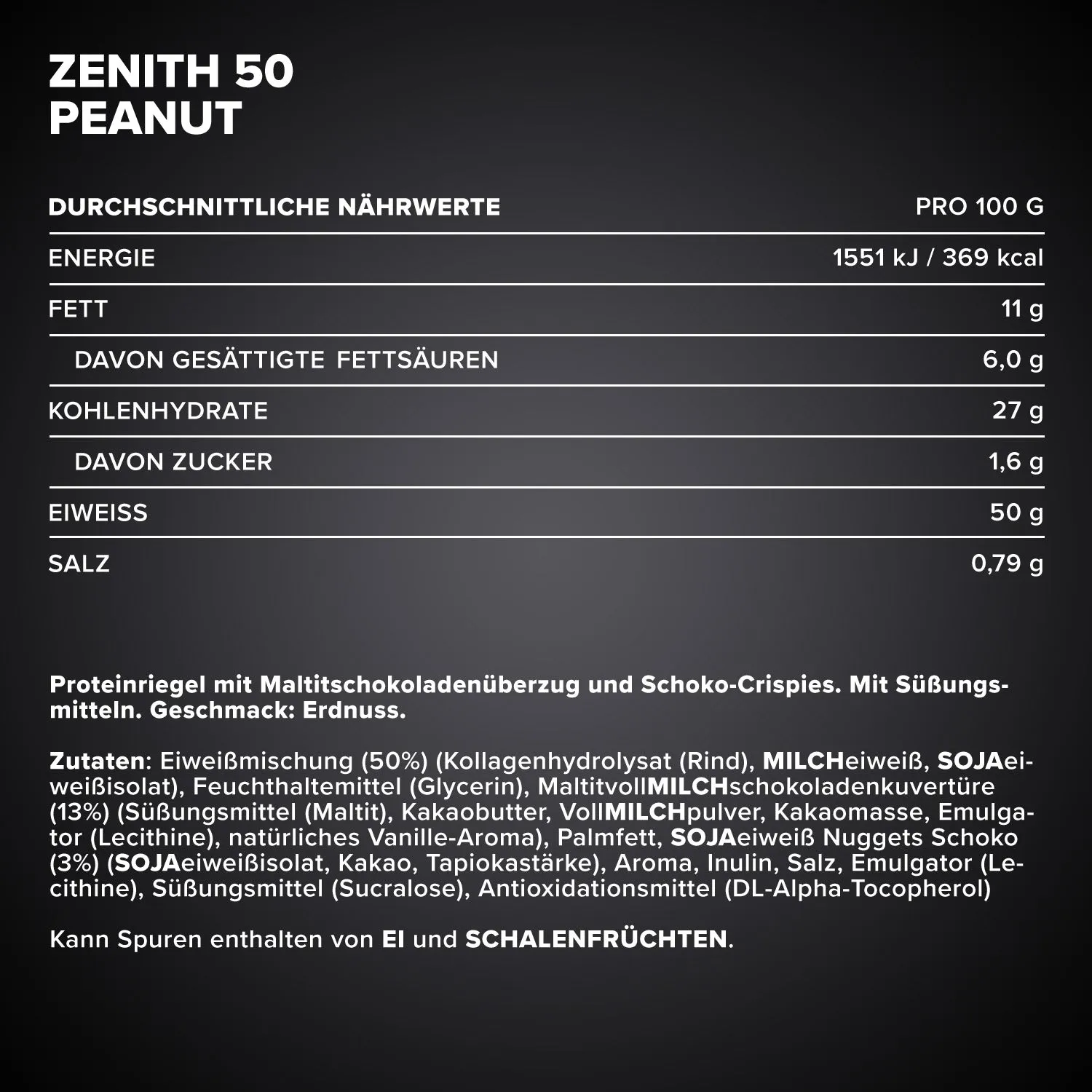 IronMaxx Zenith 50 Proteinriegel Erdnuss 100 g Low Sugar