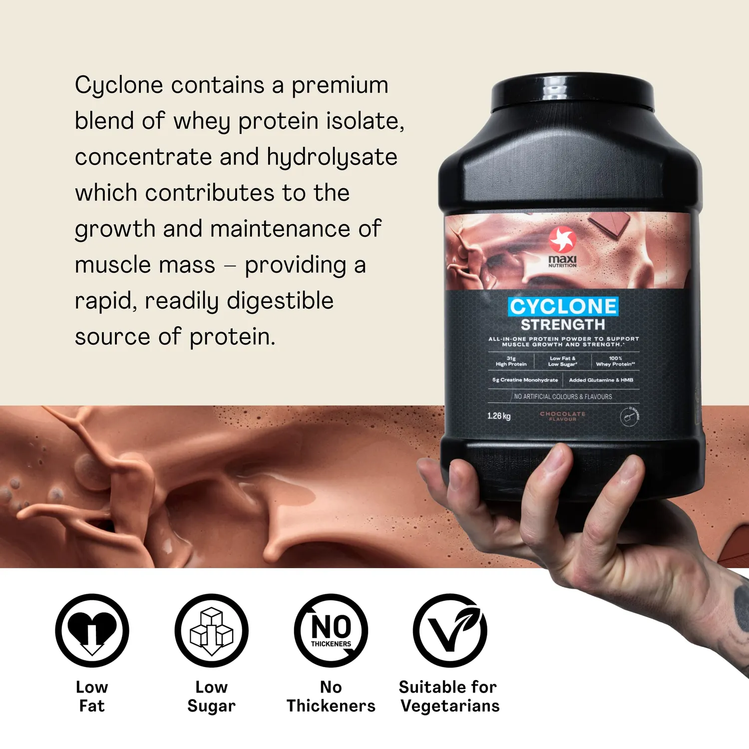 MaxiNutrition Cyclone Vanilla Proteinpulver für Muskelaufbau