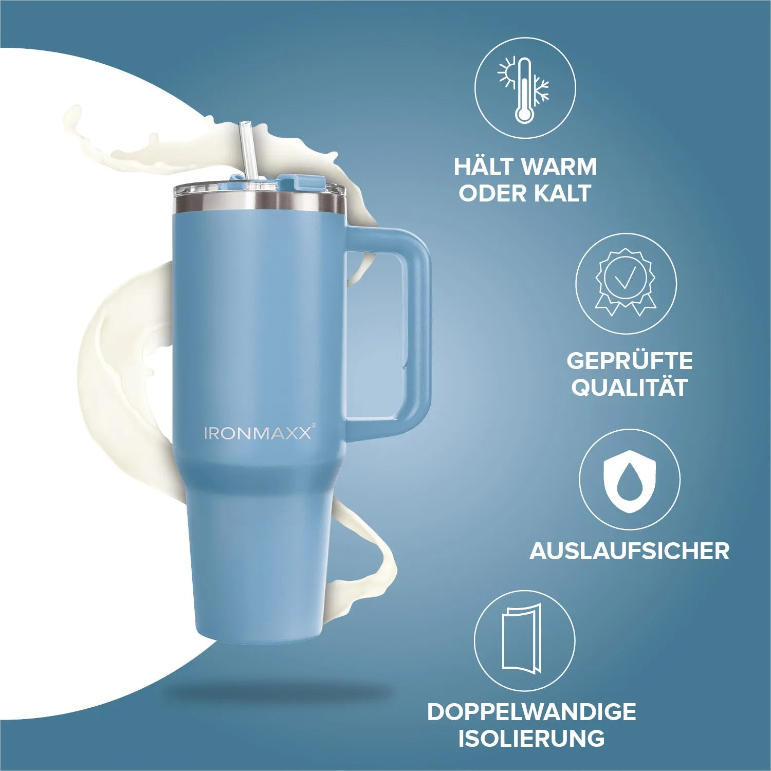IronMaxx Cup V3.0 Becher 1200 ml Ice Blue isoliert