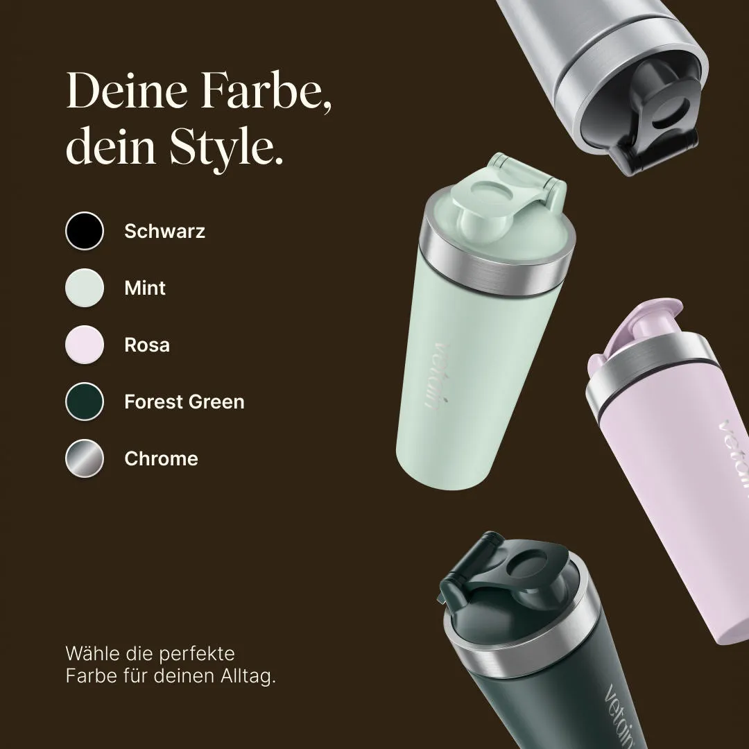 Vetain Edelstahl-Shaker 750ml Proteinshaker rostfrei