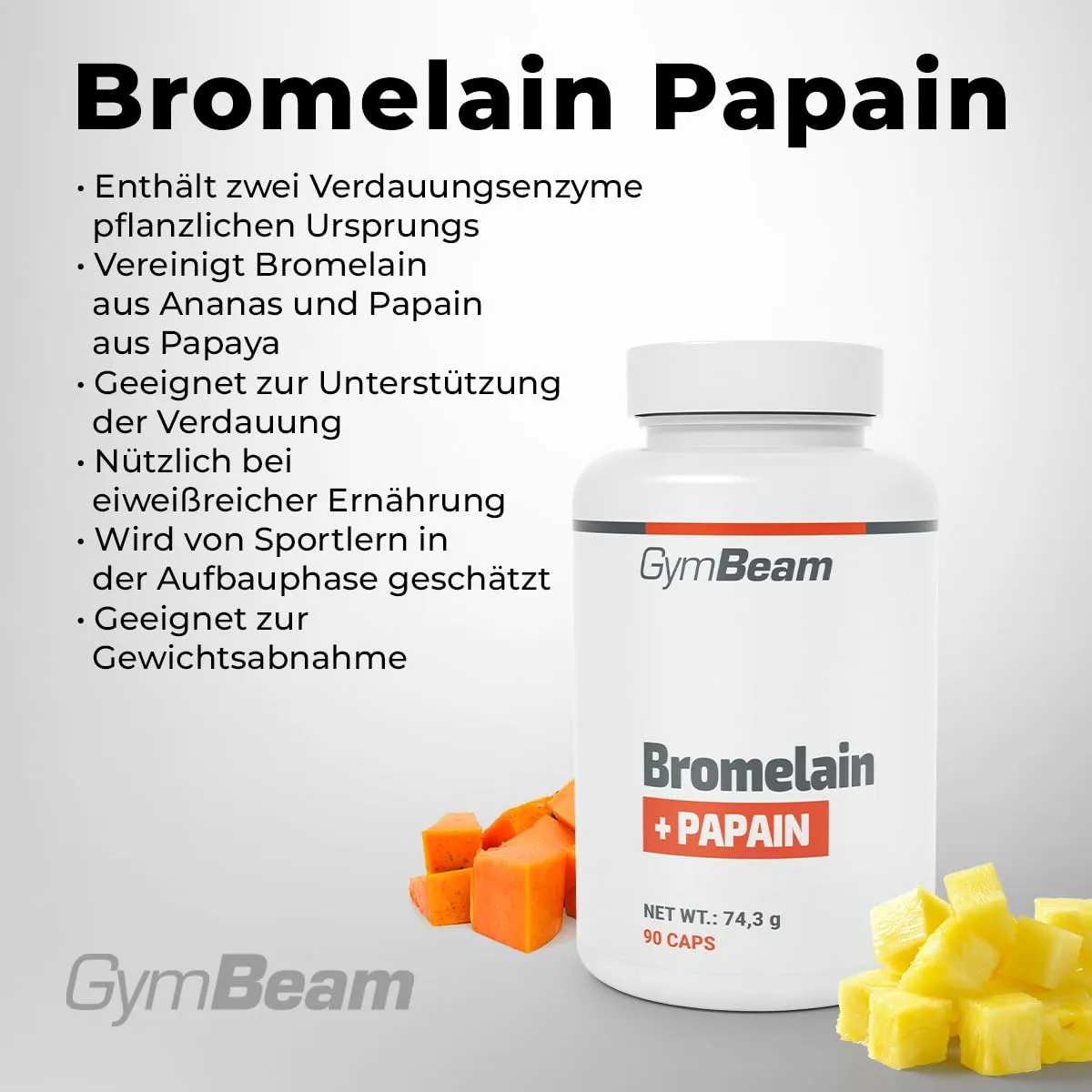 GymBeam Bromelain Papain Kapseln 90 Stk pflanzlich