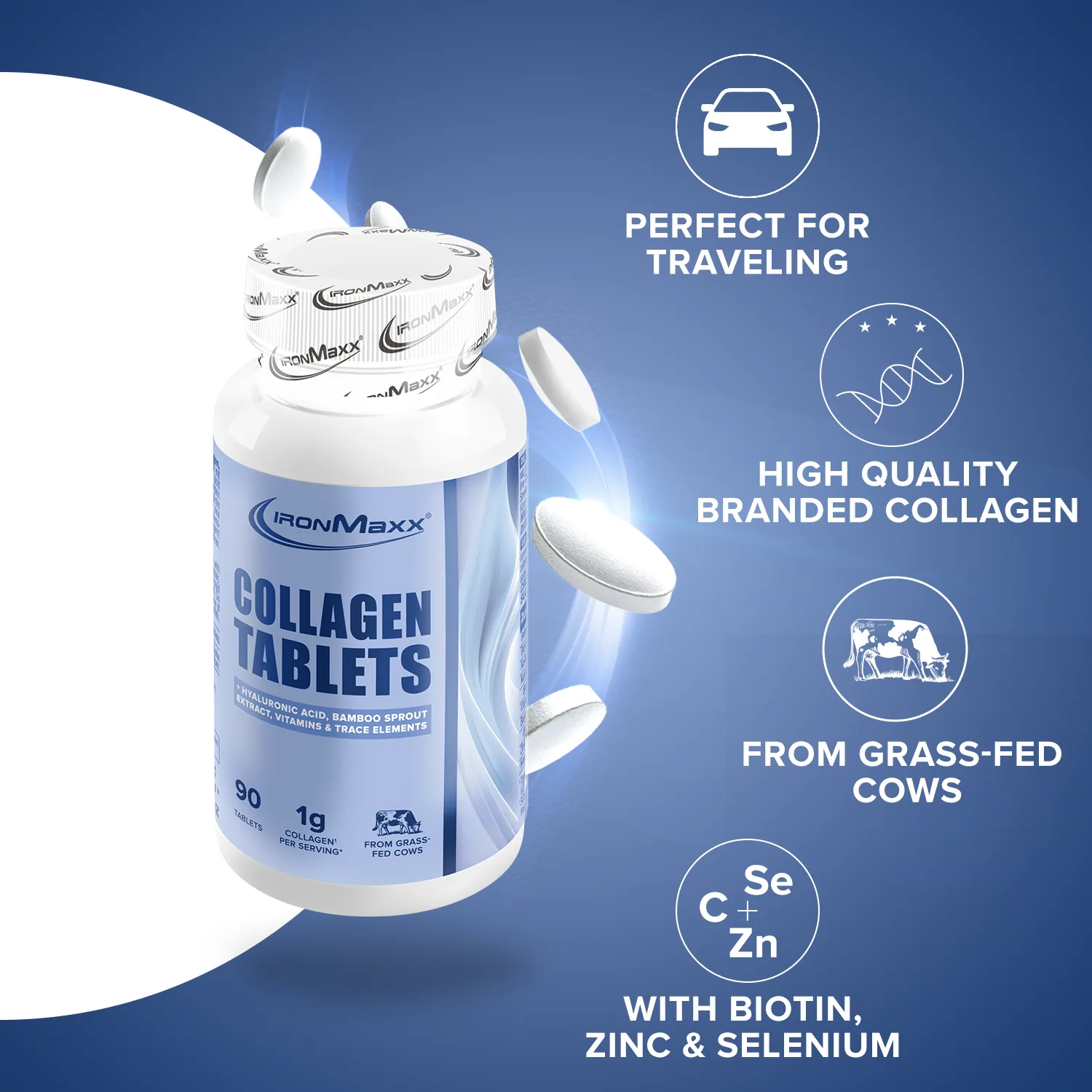 IronMaxx Collagen Plus Tabletten 90 Stück Haut Haare