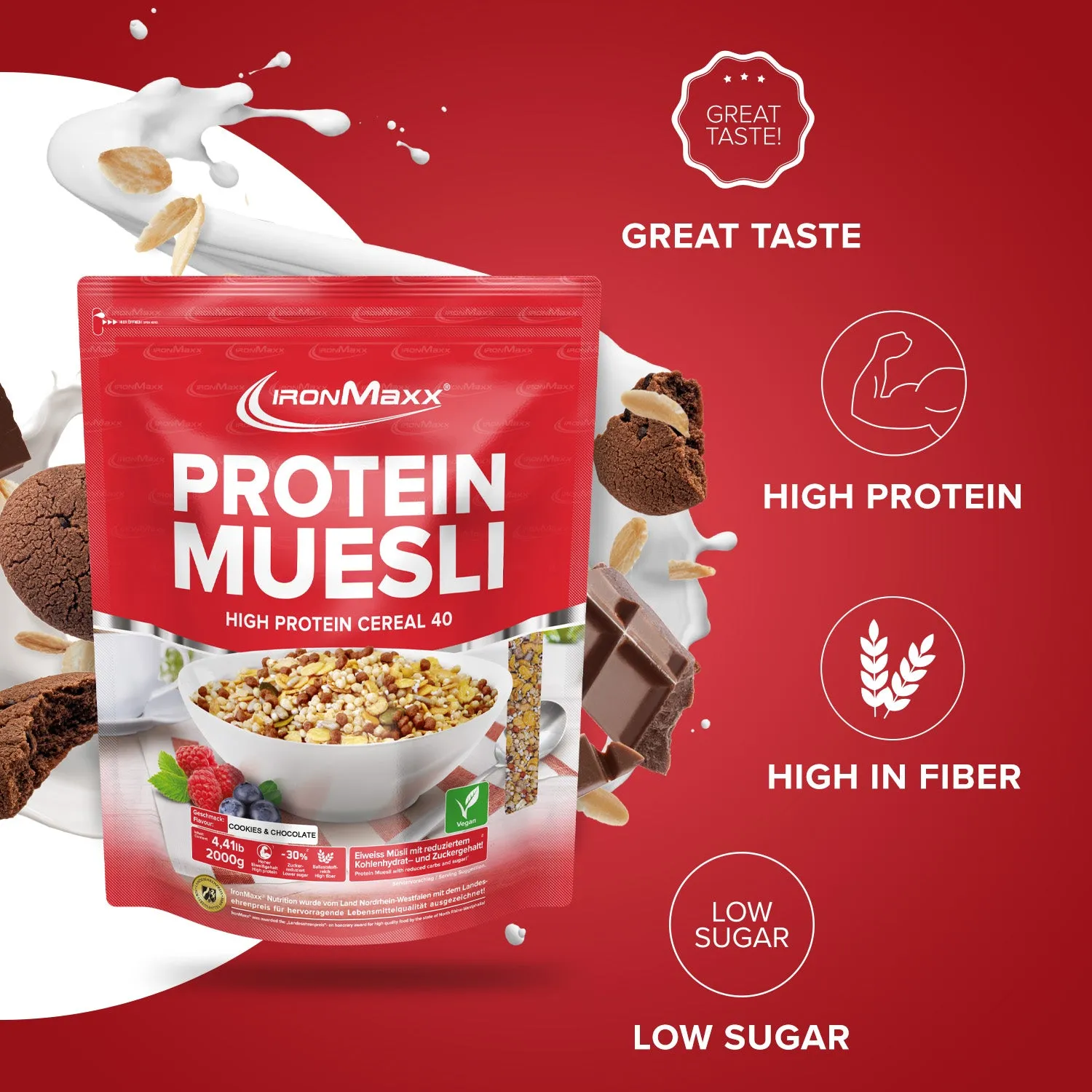 IronMaxx Protein Müsli Cookies & Chocolate 2000g vegan
