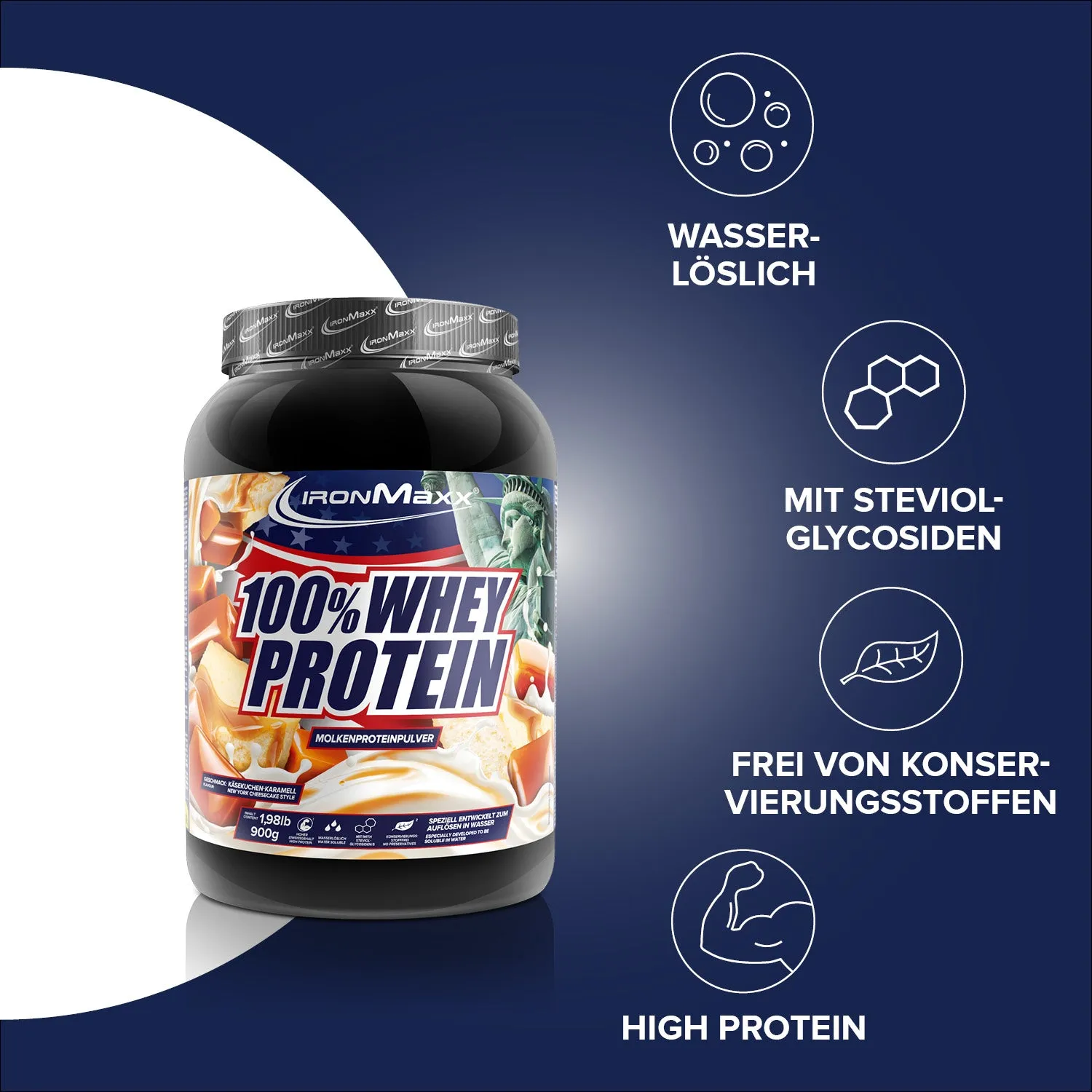 IronMaxx 100% Whey Proteinpulver 900g Cheesecake zuckerfrei
