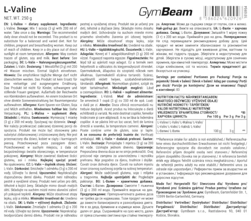 GymBeam L-Valin Pulver 250 g vegan löslich