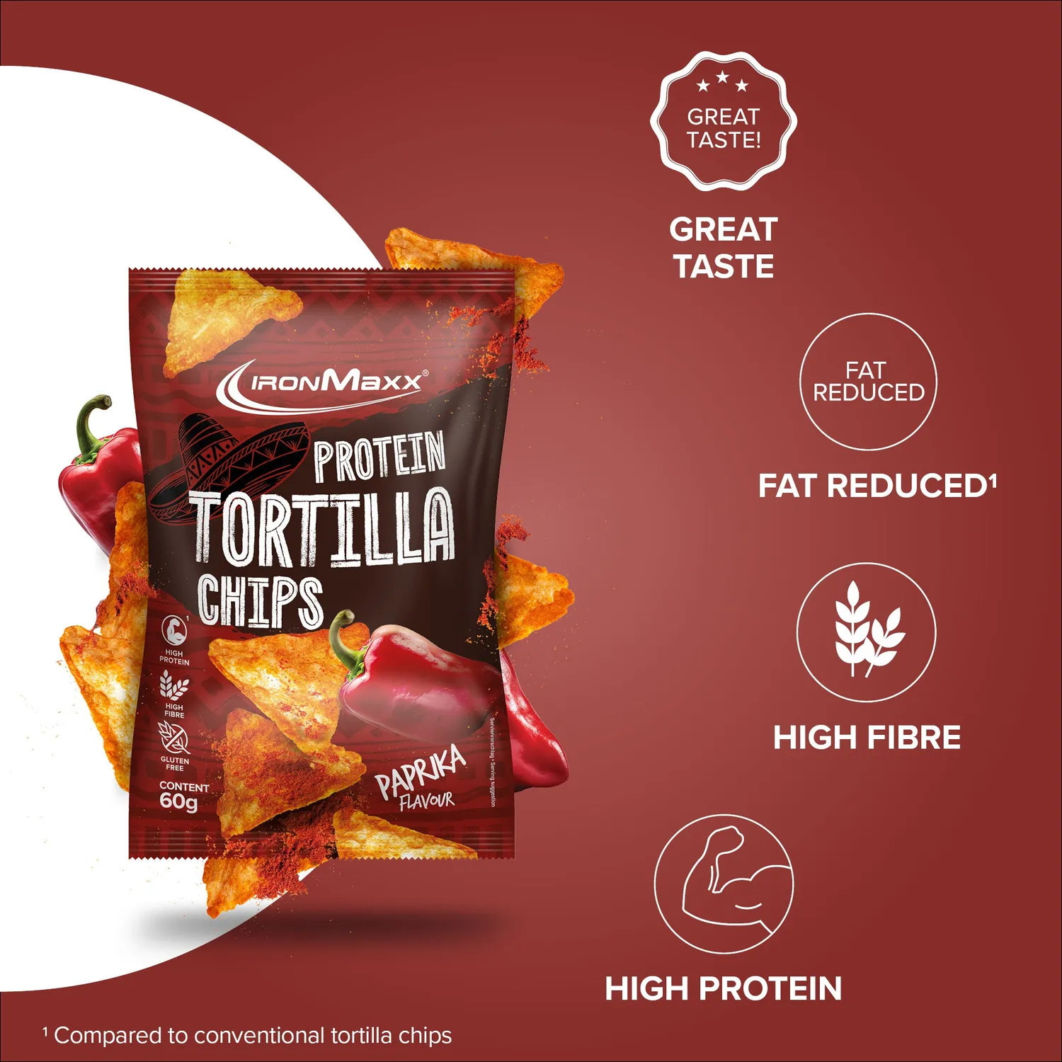 IronMaxx Protein Tortilla Chips 2.0 Paprika 60g vegan