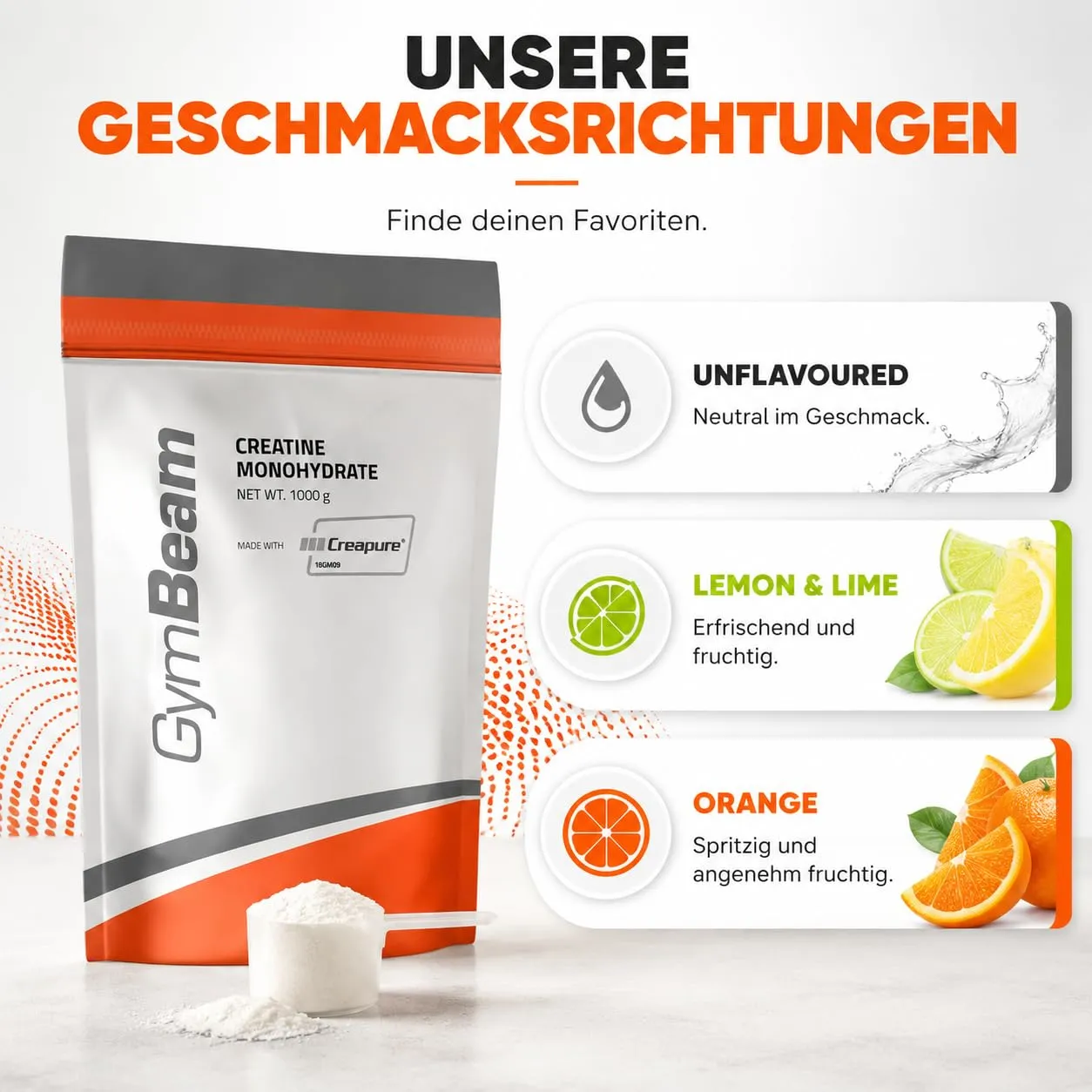 GymBeam Creapure Creatin Pulver 250g Neutral