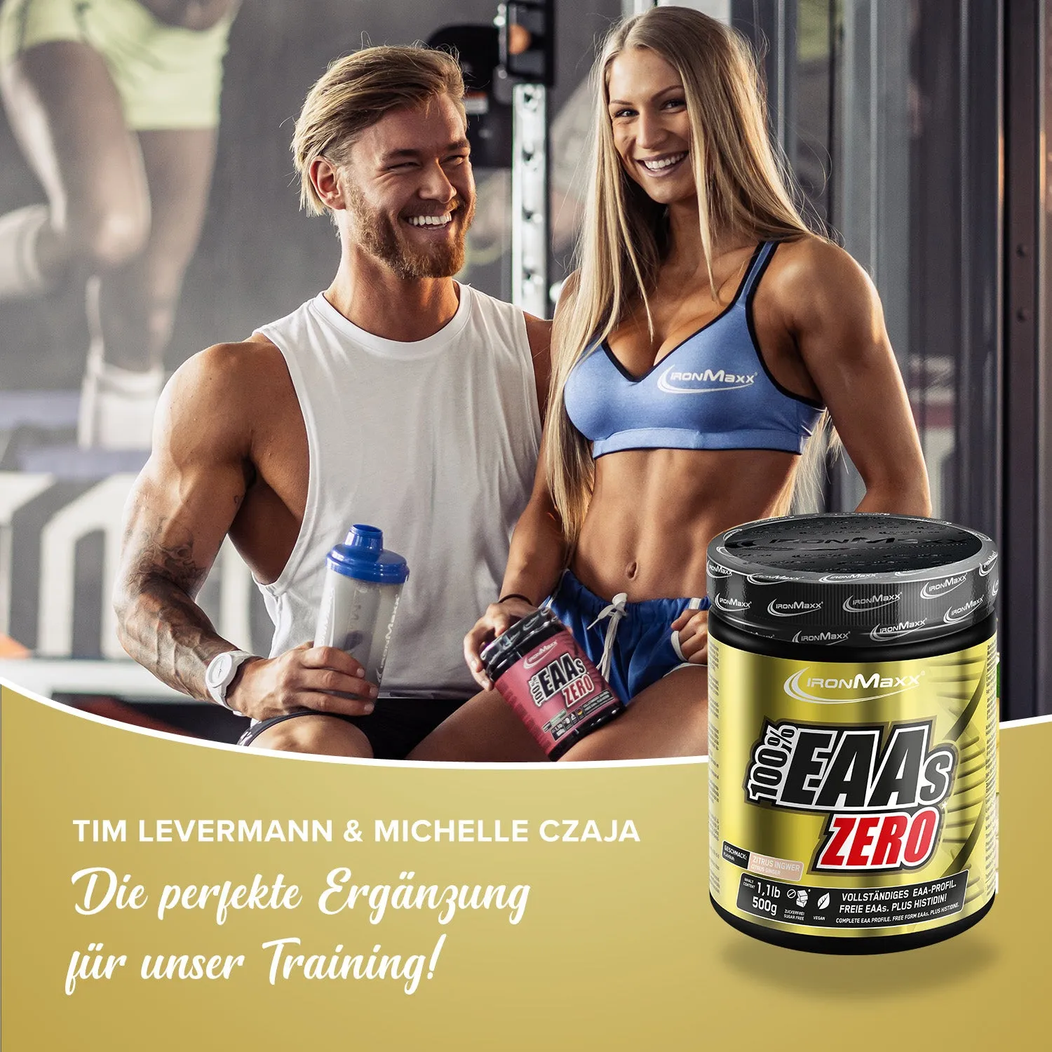 IronMaxx 100% EAAs Zero EAA Pulver 500g Zitrus-Ingwer vegan